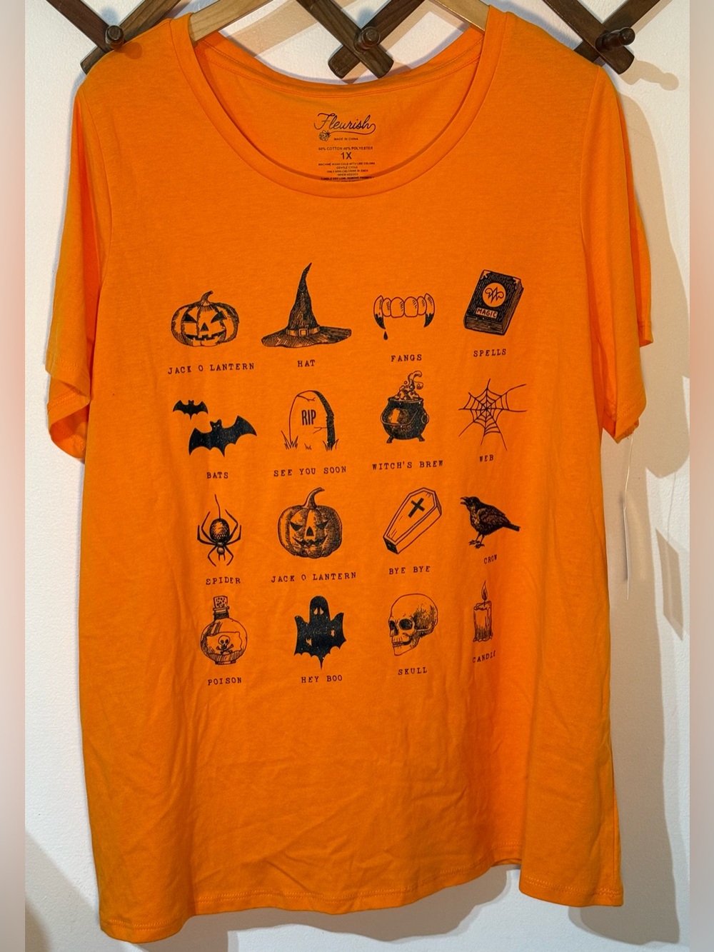 Fleurish Orange Halloween Icon Graphic Tee plus size tee shirt